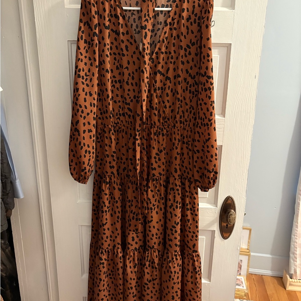 Petal & Pup Brown Leopard Long Sleeve Dress